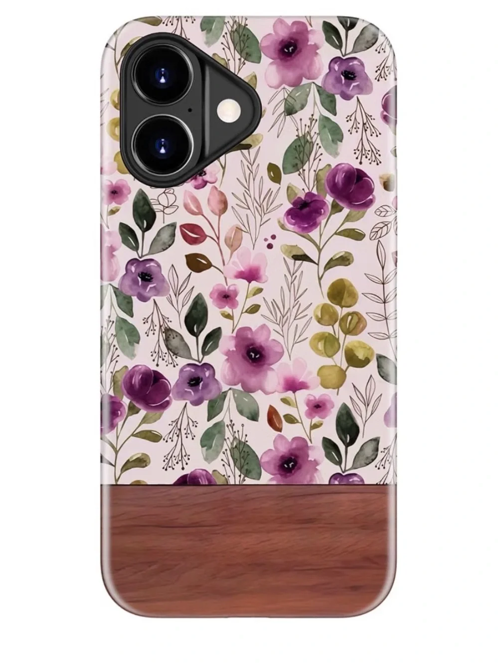 Floral Purple & Wood color Phone Case IP 17 new